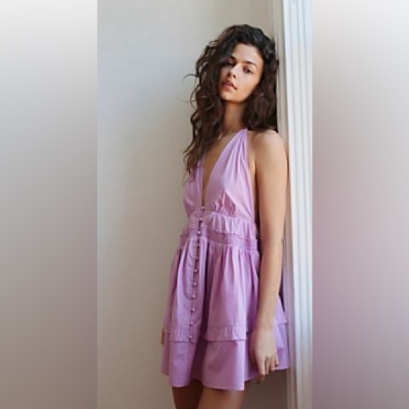 Free People purple mini dress. Size XS. Worn once. - Picture 4 of 4
